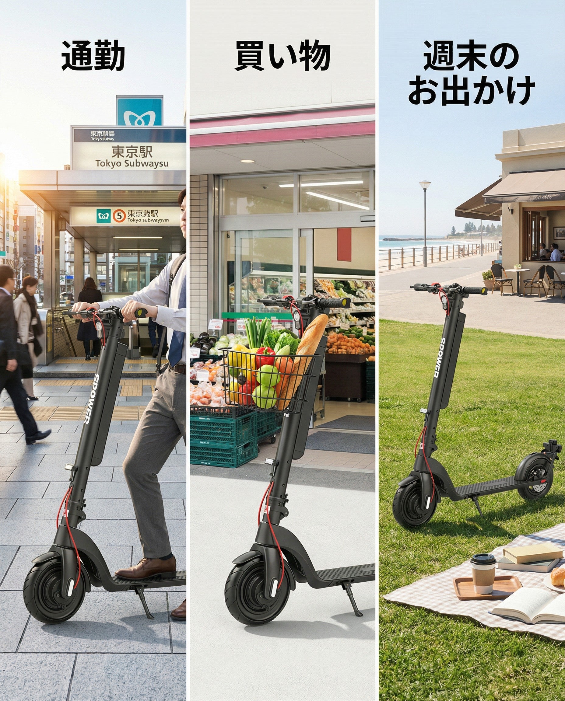 SPOWER 通勤や買い物に便利な TOX8 電動スクーターの使用シーン