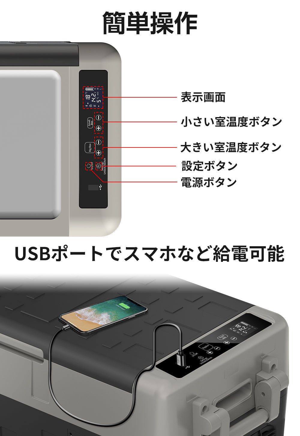 車載冷蔵庫 30L 2室独立温度制御 ドイツコンプレッサー 40w/80w 超急速冷凍 同時冷蔵＆冷凍可能 -20℃～10℃【PSE規格品】